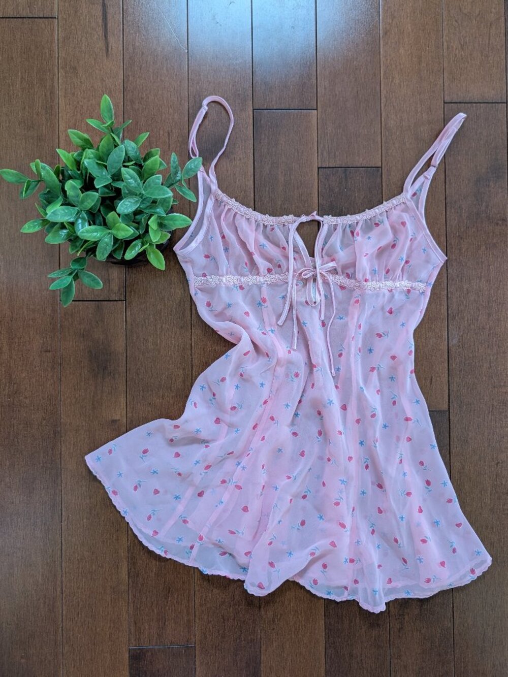 DITSY FLORAL SHEER BABY DOLL VINTAGE SLIP DRESS